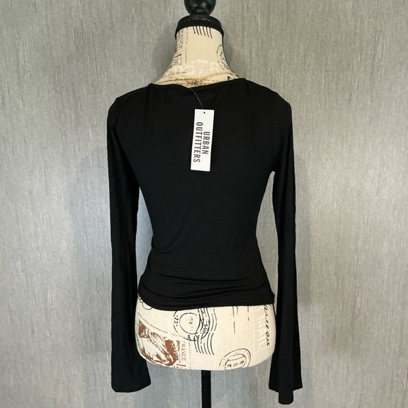 Silence + Noise Black Ruched Long Sleeve Blouse Size Medium - Picture 4 of 11